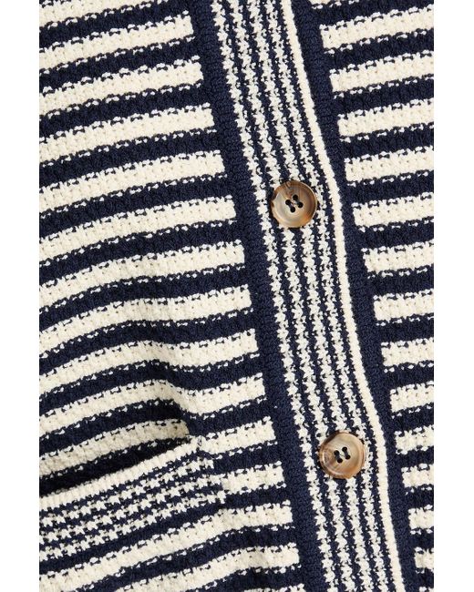 FRAME Blue Striped Cotton-blend Cardigan