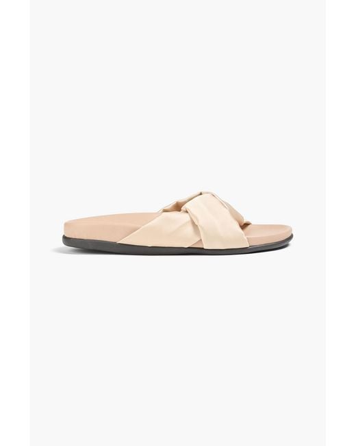 Ancient Greek Sandals White Whitney Twisted Satin Slides