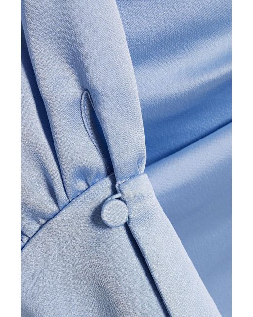 Jonathan Simkhai Blue Cam maxikleid aus glänzendem crêpe mit asymmetrischer schulterpartie