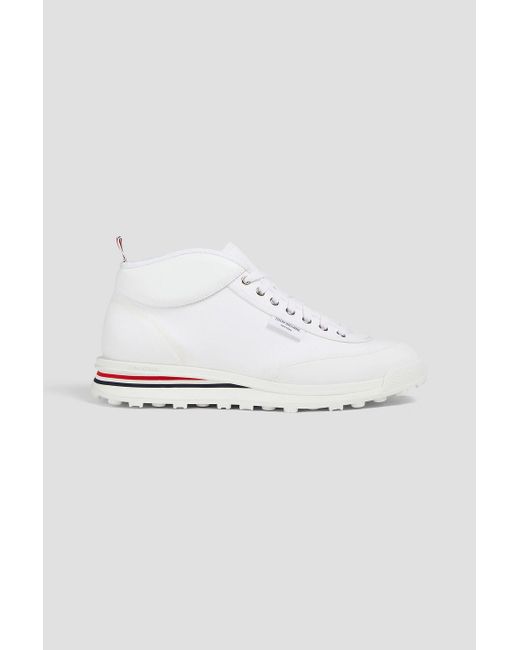 Thom Browne White Leather And Canvas High-top Sneakers for men