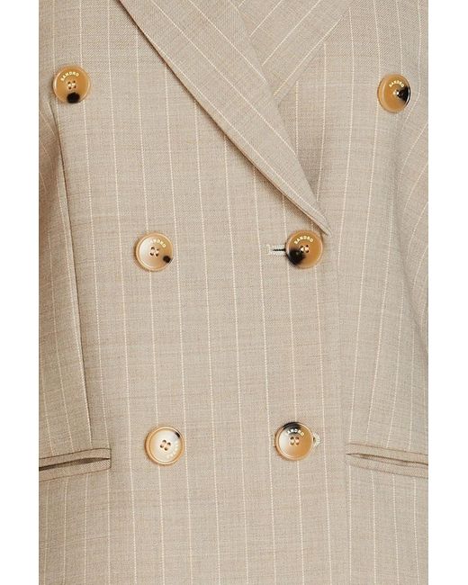 Sandro Natural Bianchi Double-breasted Pinstriped Twill Blazer