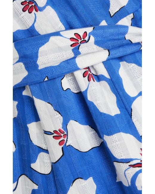 Diane von Furstenberg Blue Elodie minikleid aus baumwoll-jacquard mit floralem print