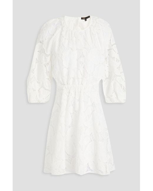 Maje White Cutout Broderie Anglaise Cotton Mini Dress