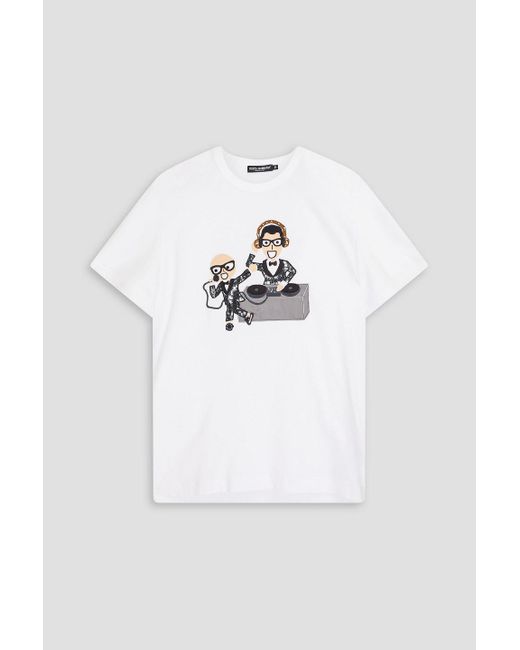 Dolce & Gabbana T-shirt aus baumwoll-jersey mit applikationen in White für Herren
