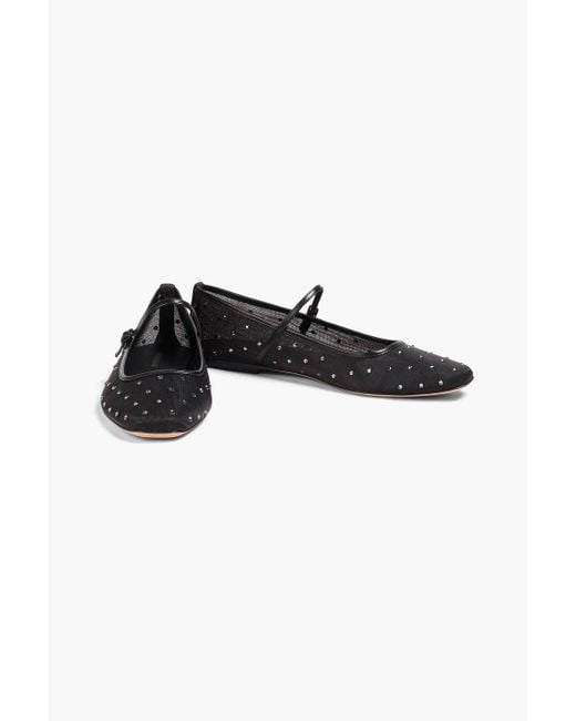 Veronica Beard Black Ellie Crystal-embellished Mesh Mary Jane Flats
