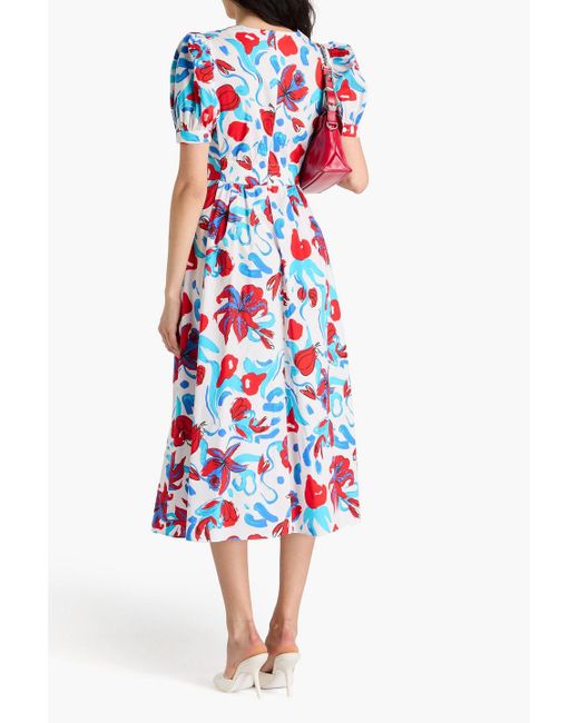 Diane von Furstenberg White Heather Cotton-Blend Poplin Midi Dress