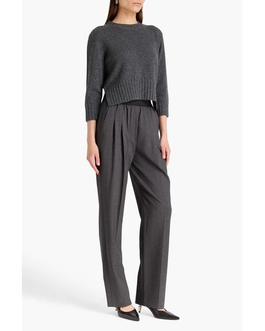 Loulou de Saison Black Niro Pleated Wool-Blend Twill Straight-Leg Pants
