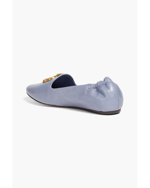 Tory Burch Blue Eleanor Leather Loafers