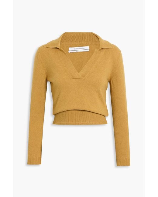 Another Tomorrow Yellow Cashmere And Wool-Blend Polo Sweater