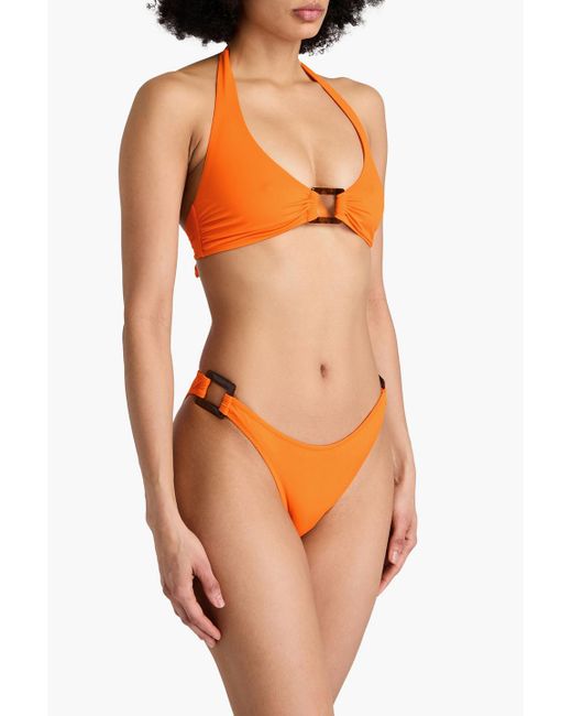 Melissa Odabash Orange Paris Buckle-Embellished Triangle Bikini Top