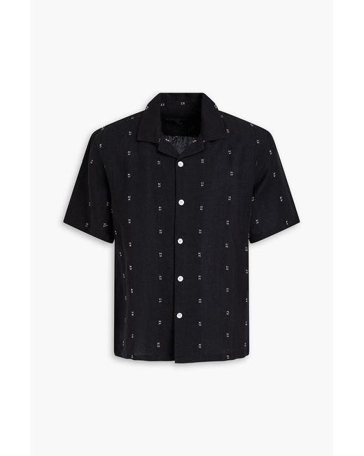 Rag & Bone Black Embroidered Cotton And Linen-Blend Shirt for men