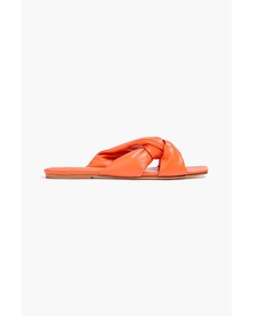 STUDIO AMELIA Orange Pillow Loop Leather Sandals