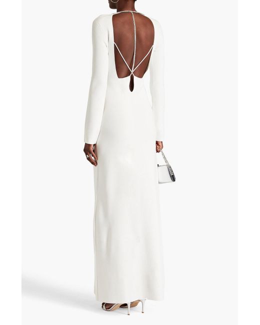 Galvan London Andromeda Crystal embellished Cutout Stretch knit Maxi Dress in White Lyst Canada