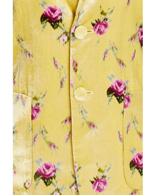 RED Valentino Yellow Floral-print Velvet Blazer