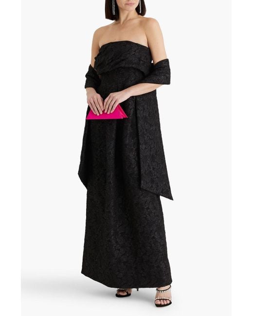 Jonathan Simkhai Black Ariana trägerlose robe aus cloqué mit drapierung
