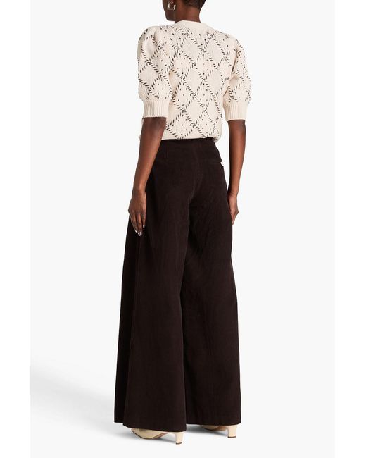 S.S.Daley Black Eildih Pleated Cotton-chambray Wide-leg Pants