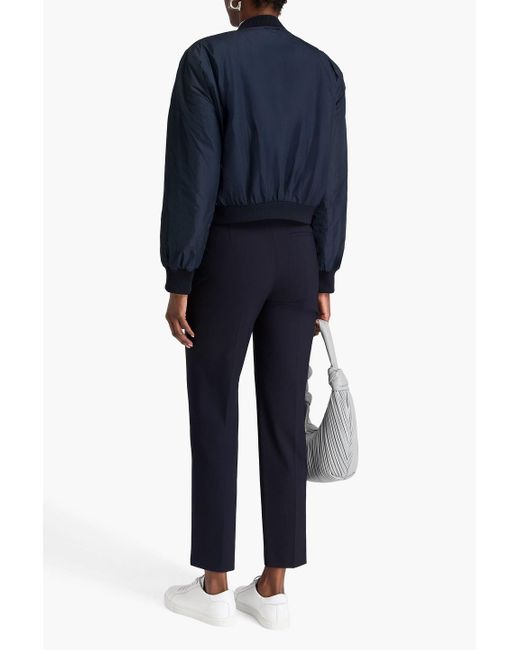 Theory Blue Wool-Blend Crepe Slim-Leg Pants