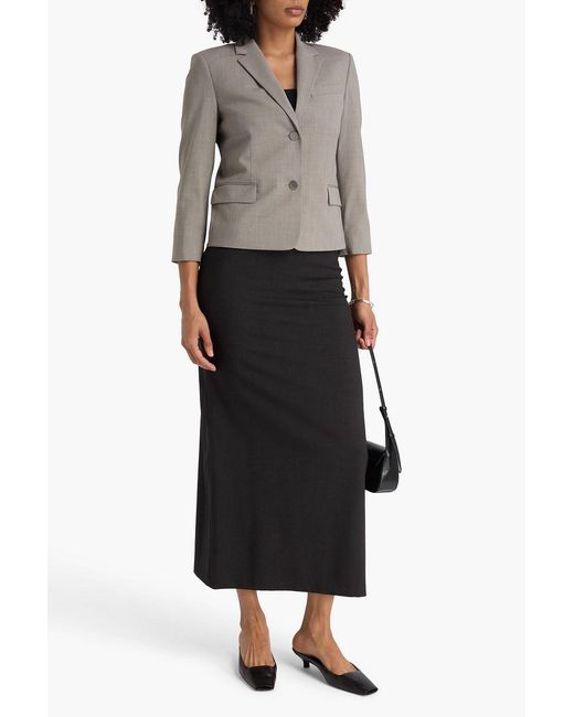 Theory Gray Cropped Wool-blend Blazer