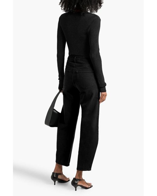 Totême Black High-Rise Barrel-Leg Jeans