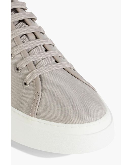 Ferragamo Gray Mediterre Logo-appliquéd Leather-trimmed Canvas Sneakers for men