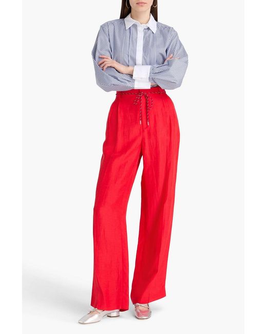 Sandro Red Woven Wide-leg Pants