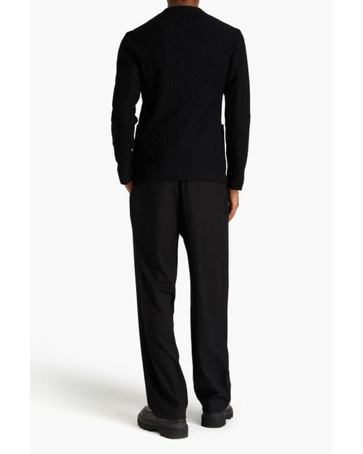 Emporio Armani Black Mélange Wool And Cotton-blend Blazer for men