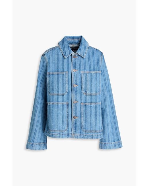 Veronica Beard Blue Dahl Striped Denim Jacket