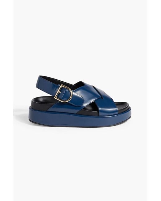 Dries Van Noten Blue Fussbett Leather Platform Sandals