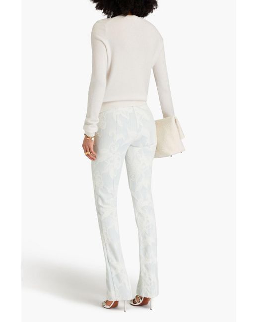 Zimmermann White Embroidered Mid-rise Tapered Jeans