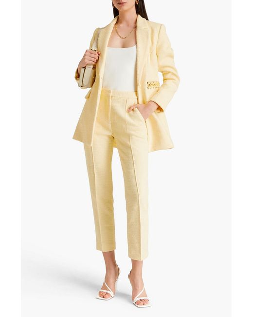 Rebecca Vallance Natural Claire Bouclé-tweed Tapered Pants