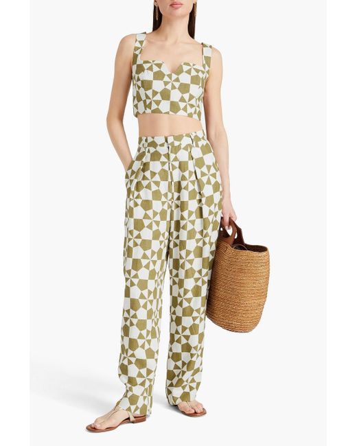 Mara Hoffman White Marella Printed Hemp Straight-leg Pants