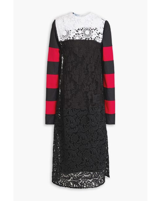 Prada Color-block Guipure Lace-paneled Jersey Midi Dress in Black | Lyst Canada Prada Color-block Guipure Lace-paneled Jersey Midi Dress in Black | Lyst Canada