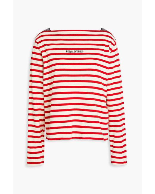 RED Valentino Red Printed Cotton-jersey Top