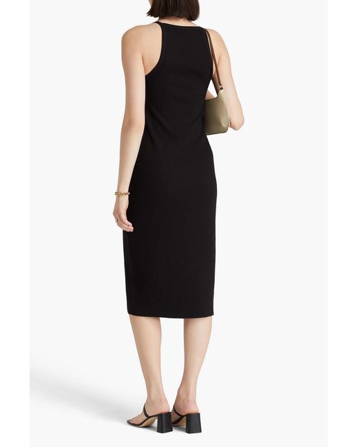 Vince Black Ribbed-knit Midi Dress