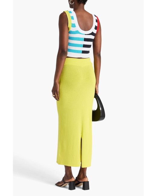 Staud Blue Newport Striped Cable-Knit Cotton-Blend Top