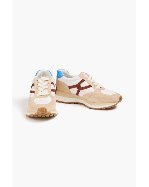 Veronica Beard Natural Valentina Suede And Leather Sneakers