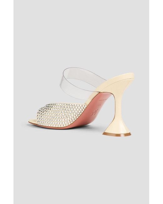 AMINA MUADDI Pink Paloma Crystal-embellished Satin And Pvc Mules