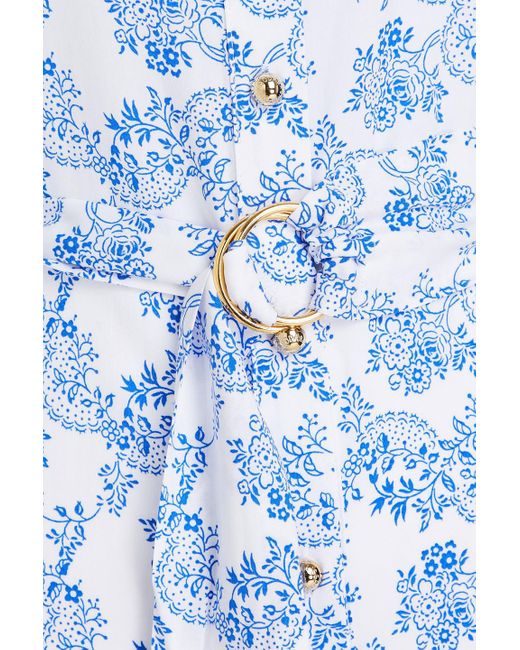 Melissa Odabash Blue Freedom Floral-print Mousseline Midi Shirt Dress