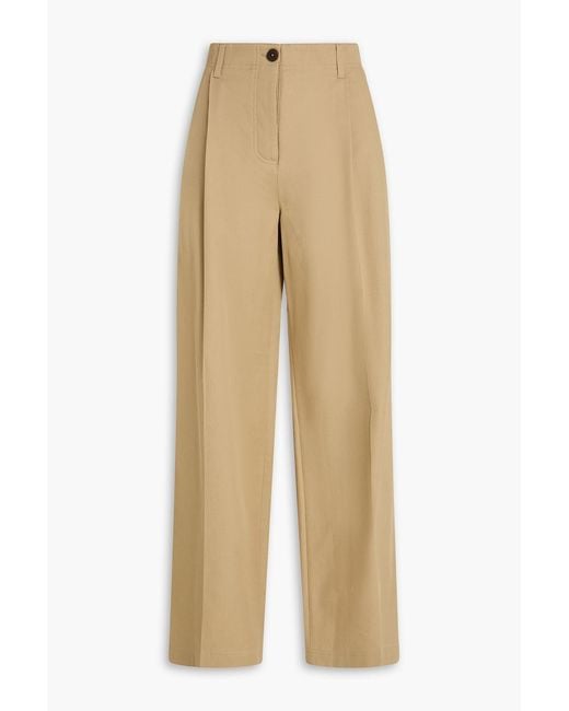 Totême  Natural Pleated Cotton-Twill Straight-Leg Pants