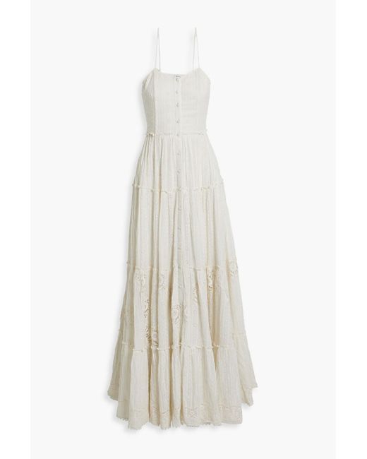 Hemant & Nandita Tiered Broderie Anglaise Cotton Maxi Dress in White | Lyst