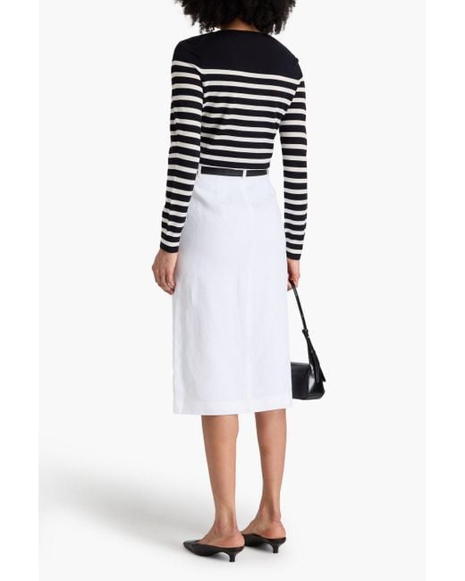 Theory White Linen Midi Skirt