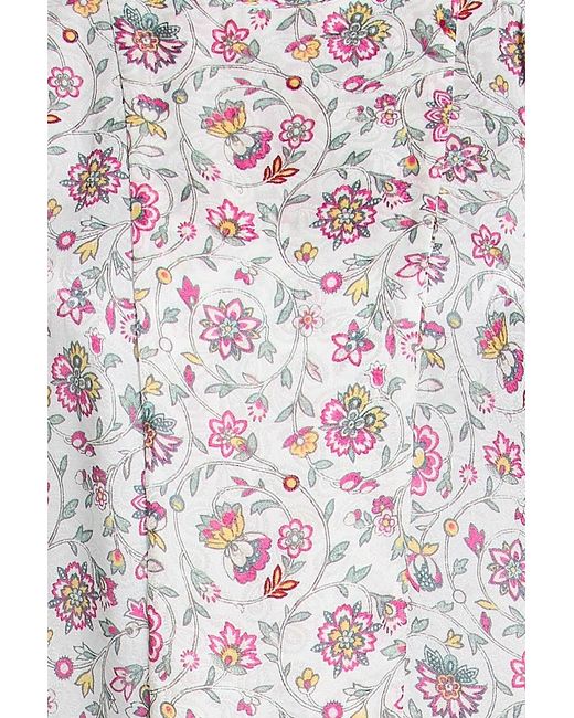 Isabel Marant Pink Lensy Floral-print Satin-jacquard Top