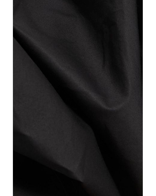 Johanna Ortiz Black Noche Habanera One-Shoulder Cotton-Blend Poplin Midi Dress
