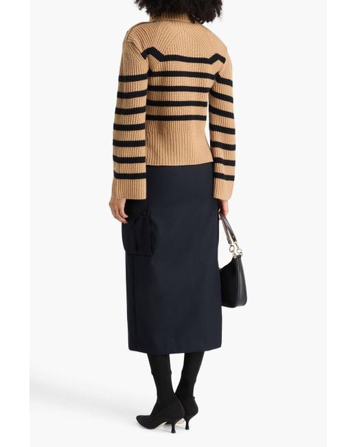Jonathan Simkhai Natural Adrienne Striped Wool And Cashmere-Blend Turtleneck Sweater