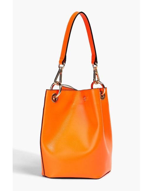 Ganni Orange Textured-leather Bucket Bag