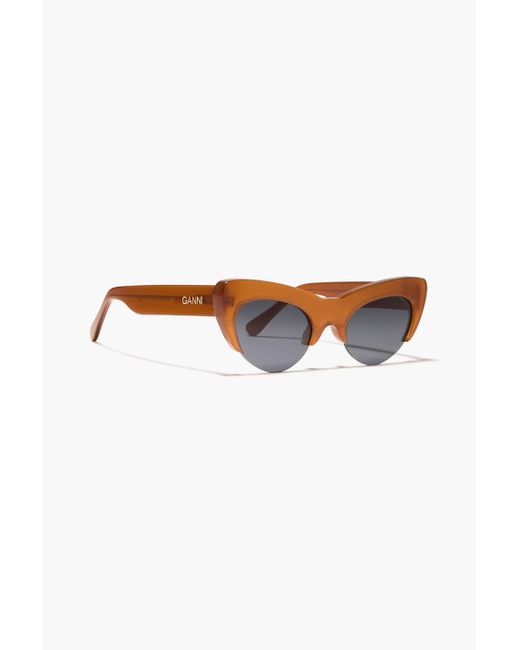 Ganni White Sonnenbrille mit cat-eye-rahmen aus azetat