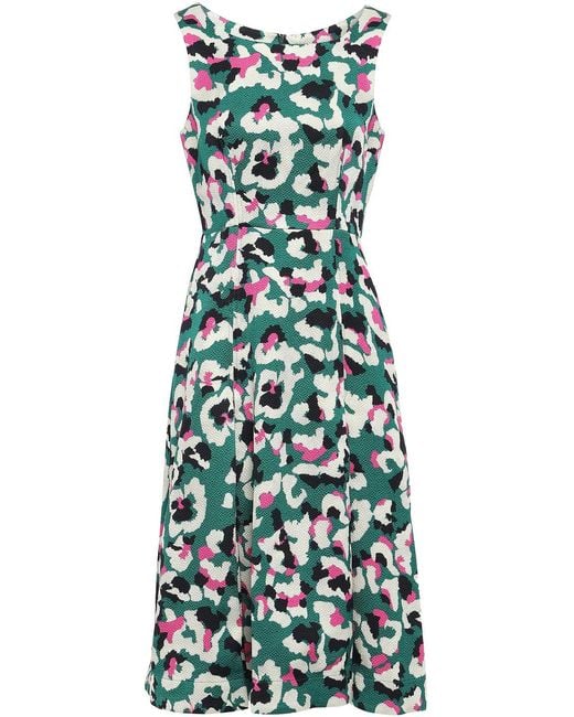 Mary Katrantzou Green Talon Pleated Jacquard Dress