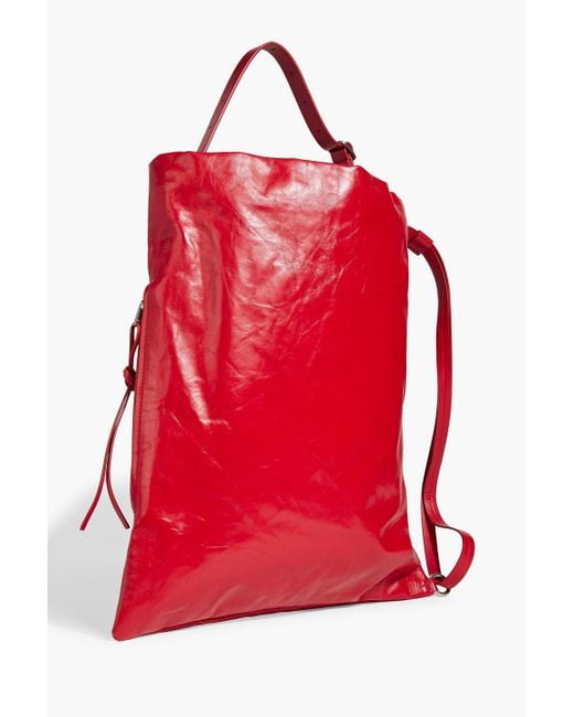 Jil Sander Red Crinkled-leather Backpack