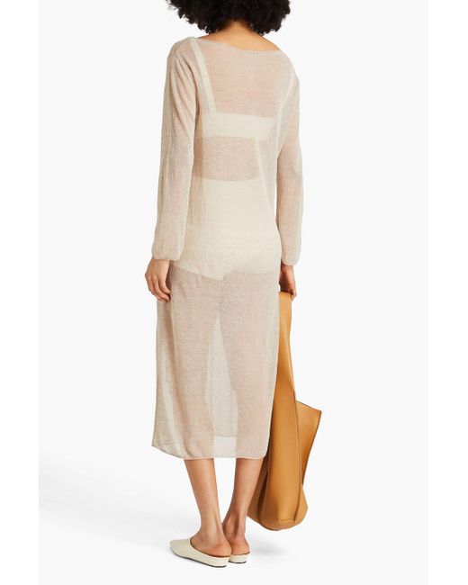 James Perse Natural Linen-blend Midi Dress