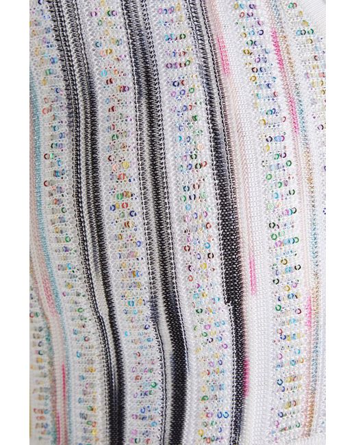 Missoni White Cropped Sequin-embellished Space-dyed Cardigan